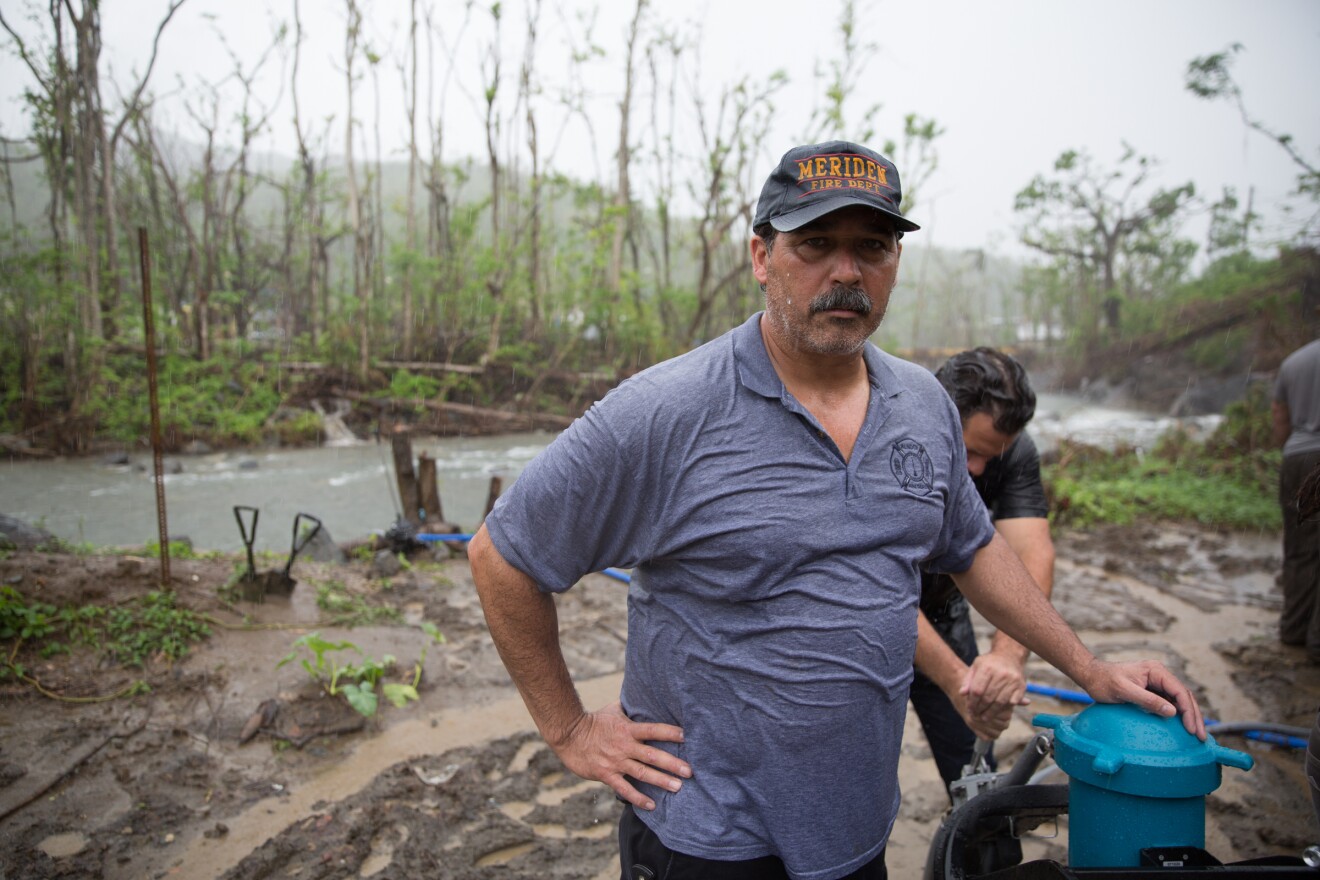 Danny Torres has worked for the fire department in Meriden, Connecticut for decades and has family across Puerto Rico.